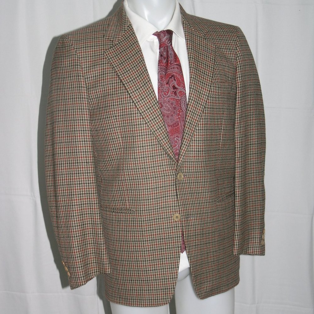 Protagonist Brown Houndstooth Cashmere Blend Two Button Sport Coat 38R - Picture 6 of 11